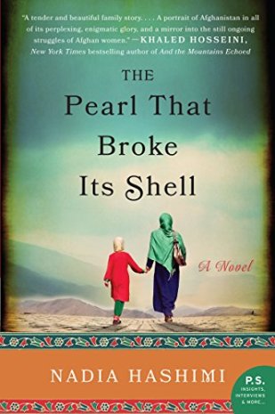 The Pearl That Broke Its Shell by Nadia Hashimi (cover) Image: a woman and young firl in Arab dress walk across a desert