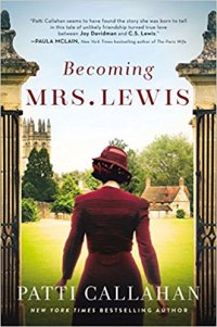 Becoming Mrs. Lewis by Patti Callahan (cover) Image: a woman in a red dress and red hat walks away from the camera