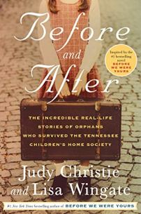 Before and After by Judy Christie and Lisa Wingate (cover) Image: a small girl stands on a cobblestone street holding a brown suitcase