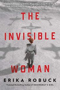 The Invisible Woman by Erica Robuck (cover) Image: a woman stands with her back to the camera and shadows of airplanes on the ground surround her