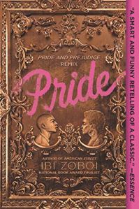 Pride by Ibi Zoboi (cover) Image: purple text on a brown background