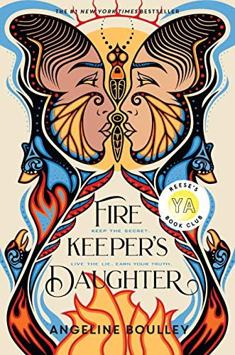 The Firekeeper's Daughter by Angeline Boulley (cover) Image: the profiles of two native american young People (man and woman) in cultural dress