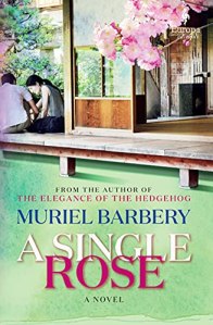 A Single Rose by Muriel Barbery (cover) Image: a young man and woman sit on the porch of a Japanese house