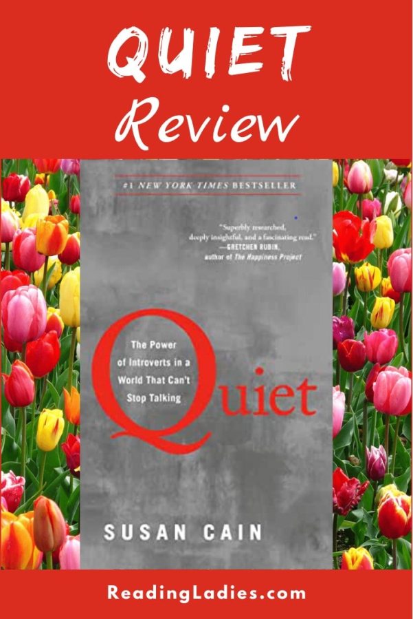 Quiet by Susan Cain (cover) Image: red and white lettering on a muted gray background